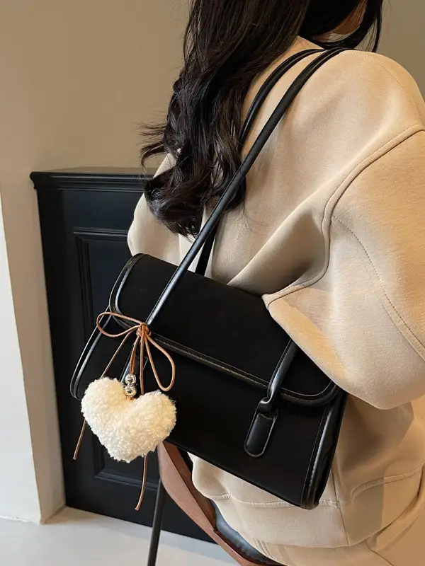 Women's Green Suede Shoulder Bag 2024 New Winter All-match - Image 6