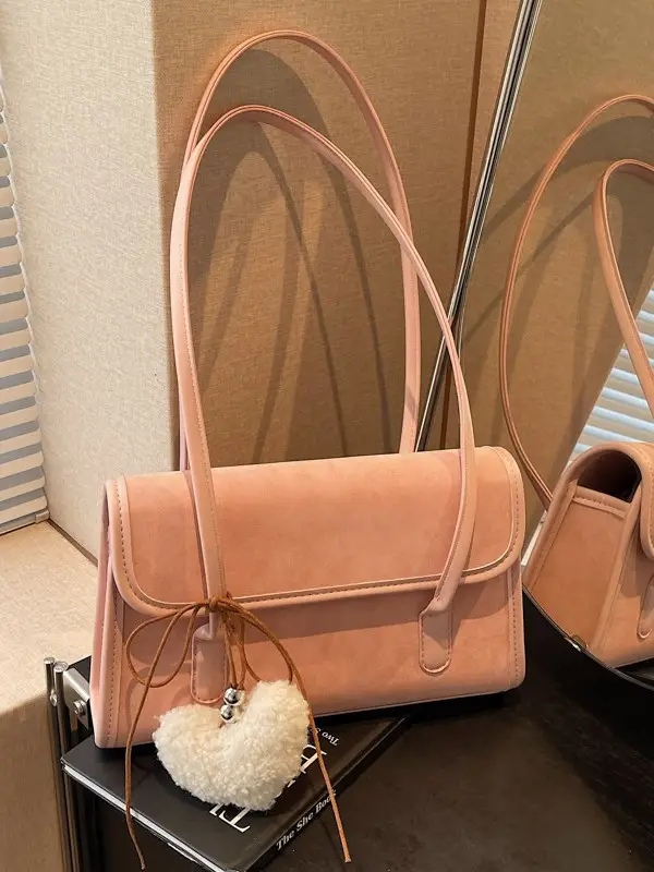 Women's Green Suede Shoulder Bag 2024 New Winter All-match - Image 7