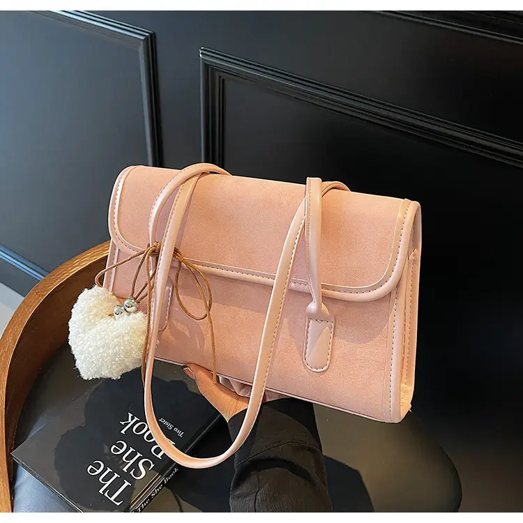 Women's Green Suede Shoulder Bag 2024 New Winter All-match — feature 23