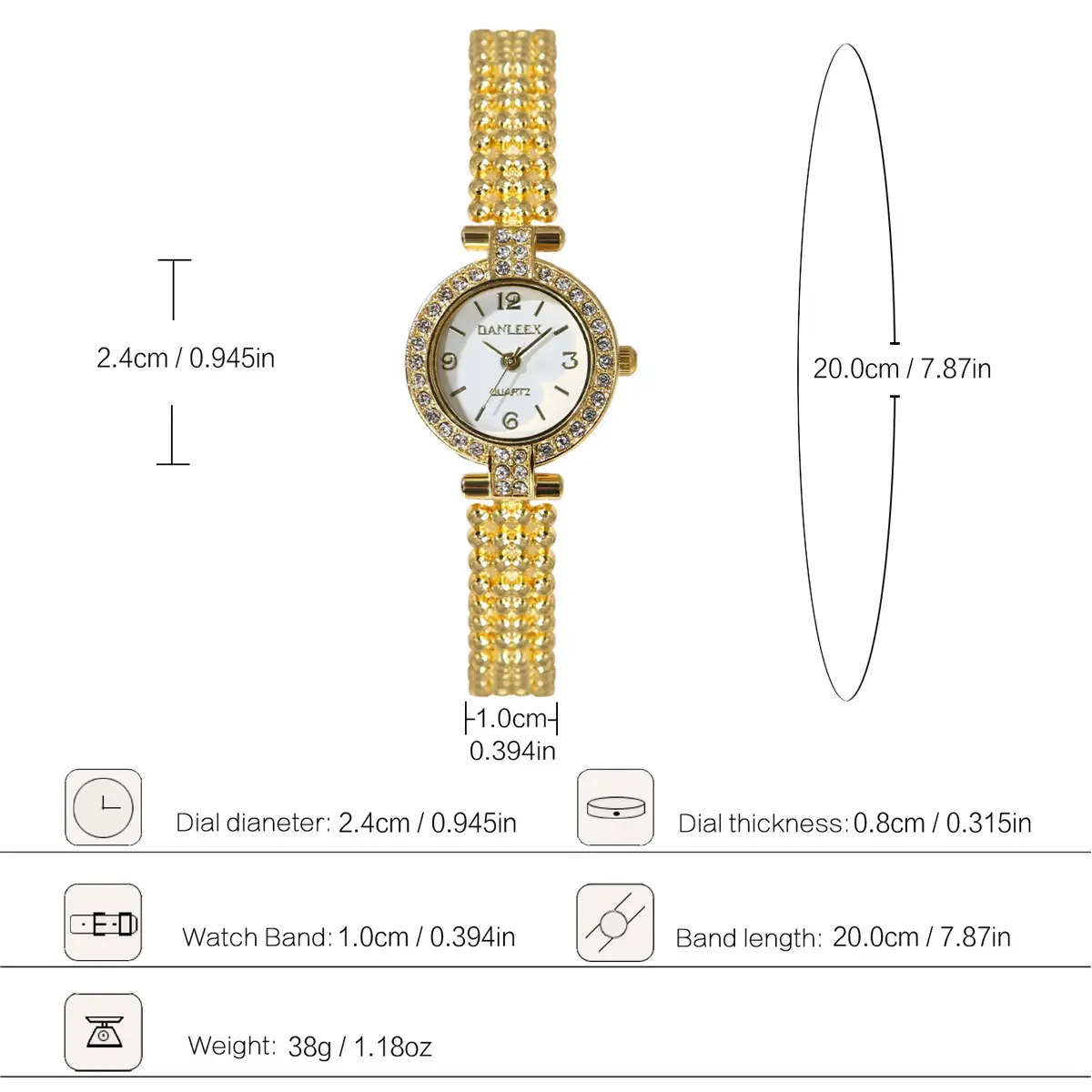 Gold Diamond Bracelet Watch Set for Women — feature 1