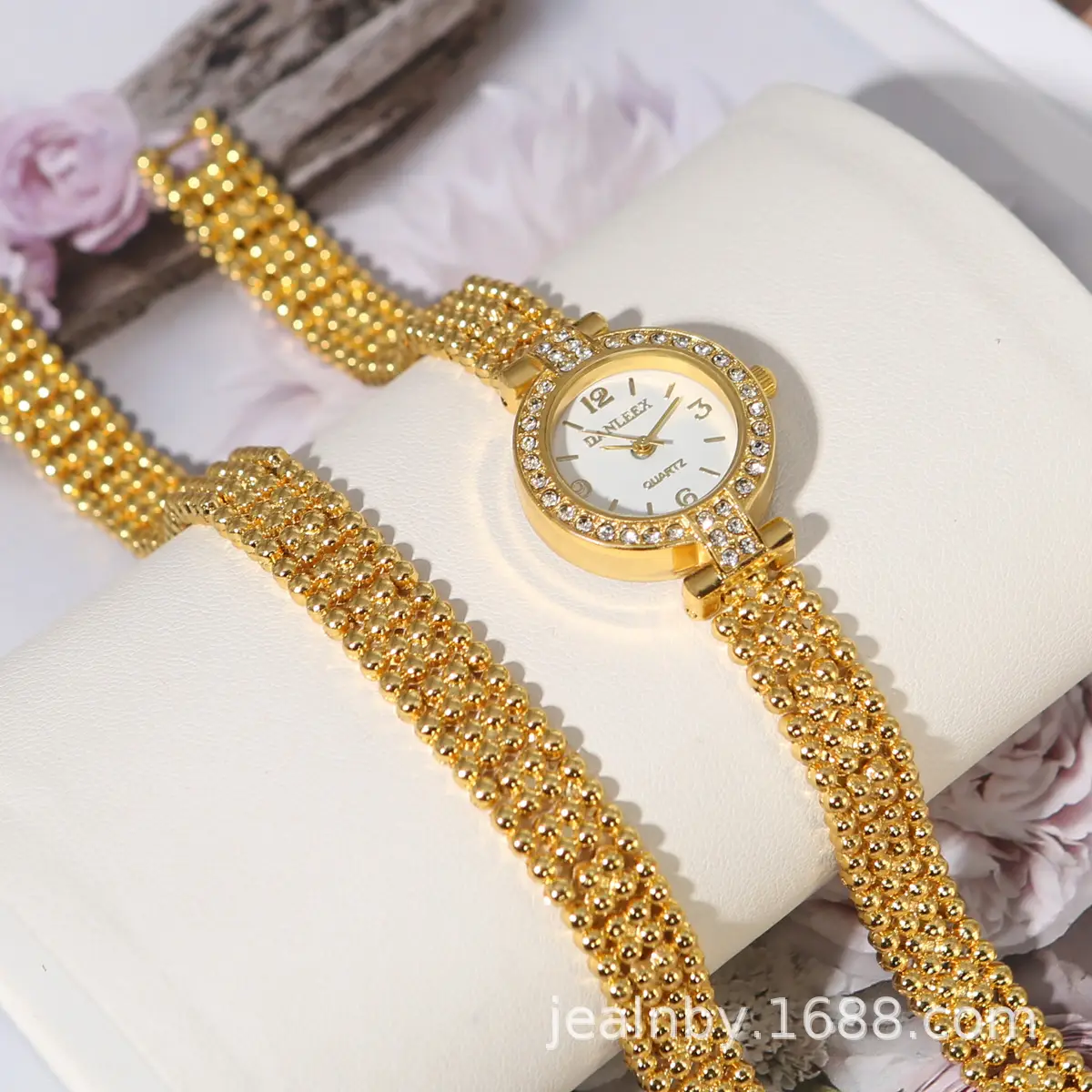 Gold Diamond Bracelet Watch Set for Women — feature 9
