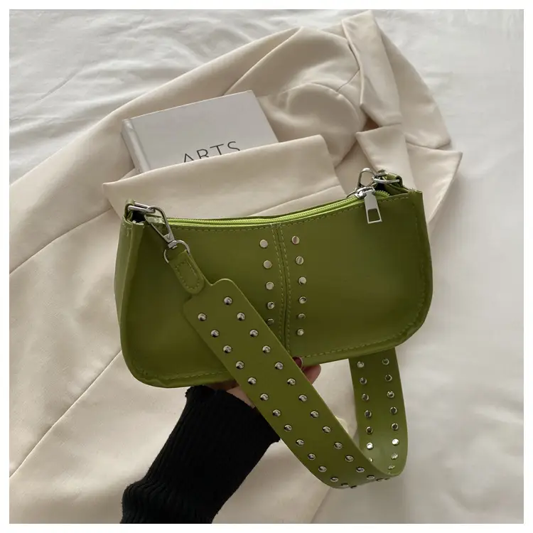Women's Rivet Shoulder Bag Maroon 2024 Casual — feature 24