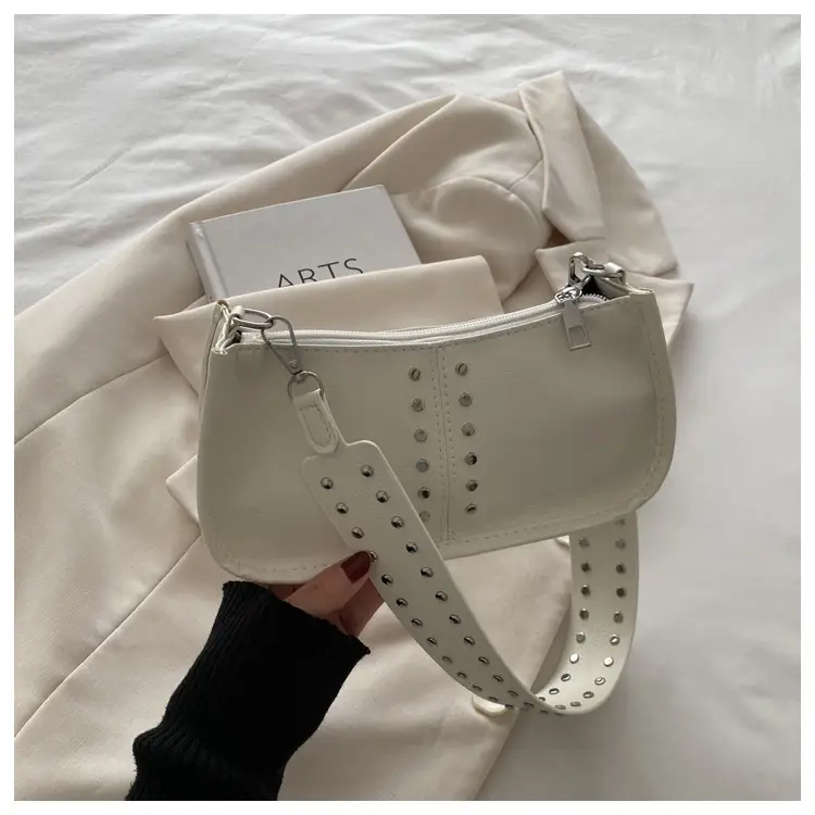 Women's Rivet Shoulder Bag Maroon 2024 Casual — feature 26