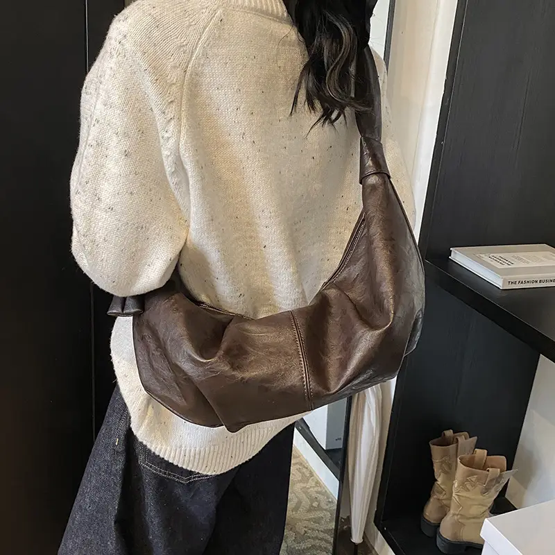 Brown Leather Shoulder Bag for Women Casual Crossbody - Image 7
