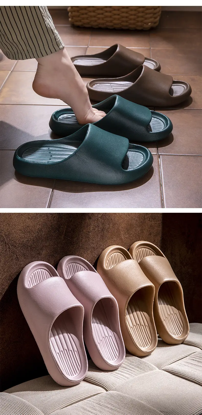 Couple Slippers Women's Summer New Couple Home Indoor 50 Non-slip Bathroom Bath 48 plus size Slippers for Men — feature 10
