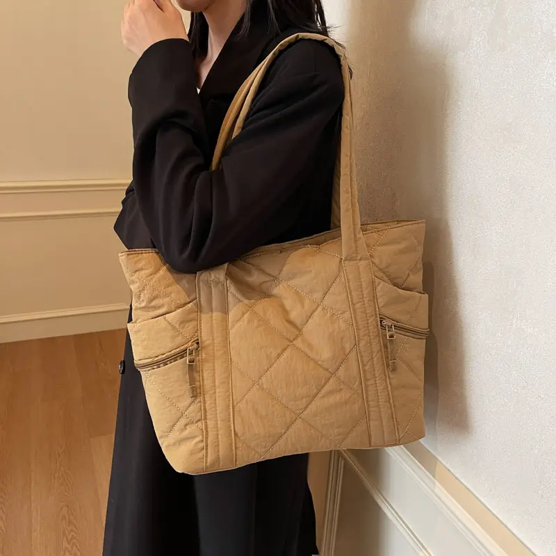 Women Rhombic Cotton Shoulder Bag 2024 New Korean Style Large Capacity - Image 8