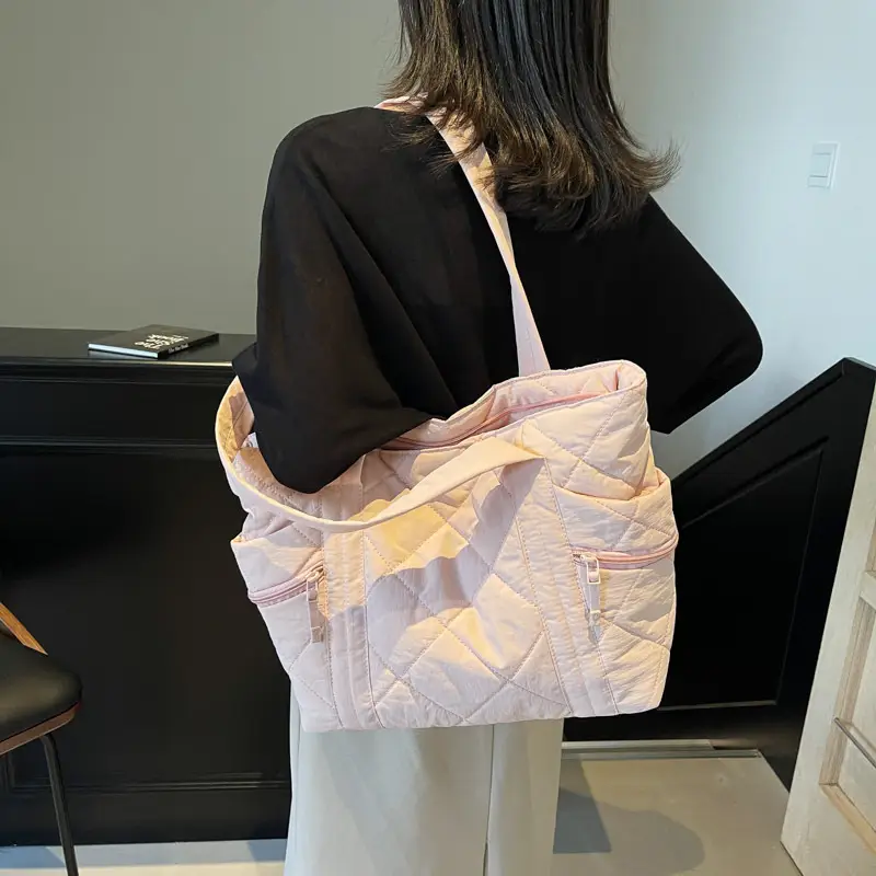 Women Rhombic Cotton Shoulder Bag 2024 New Korean Style Large Capacity - Image 9