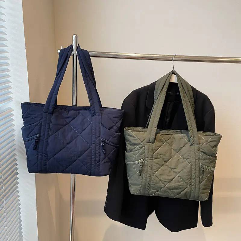 Women Rhombic Cotton Shoulder Bag 2024 New Korean Style Large Capacity - Image 10