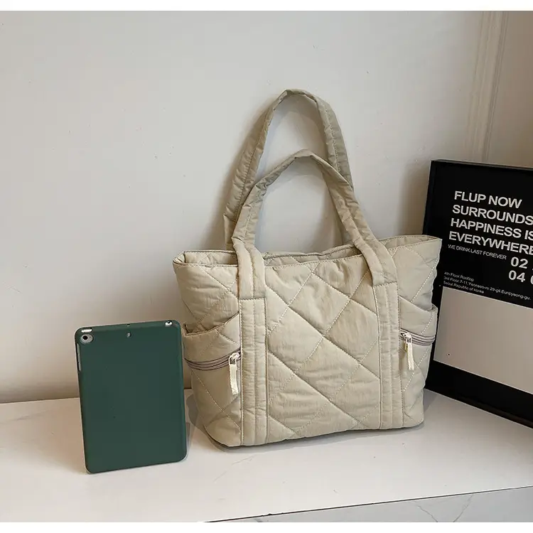 Women Rhombic Cotton Shoulder Bag 2024 New Korean Style Large Capacity — feature 25