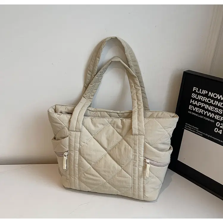 Women Rhombic Cotton Shoulder Bag 2024 New Korean Style Large Capacity — feature 26