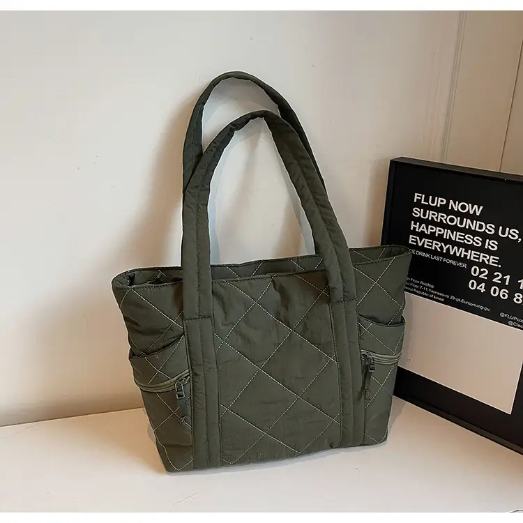 Women Rhombic Cotton Shoulder Bag 2024 New Korean Style Large Capacity — feature 29