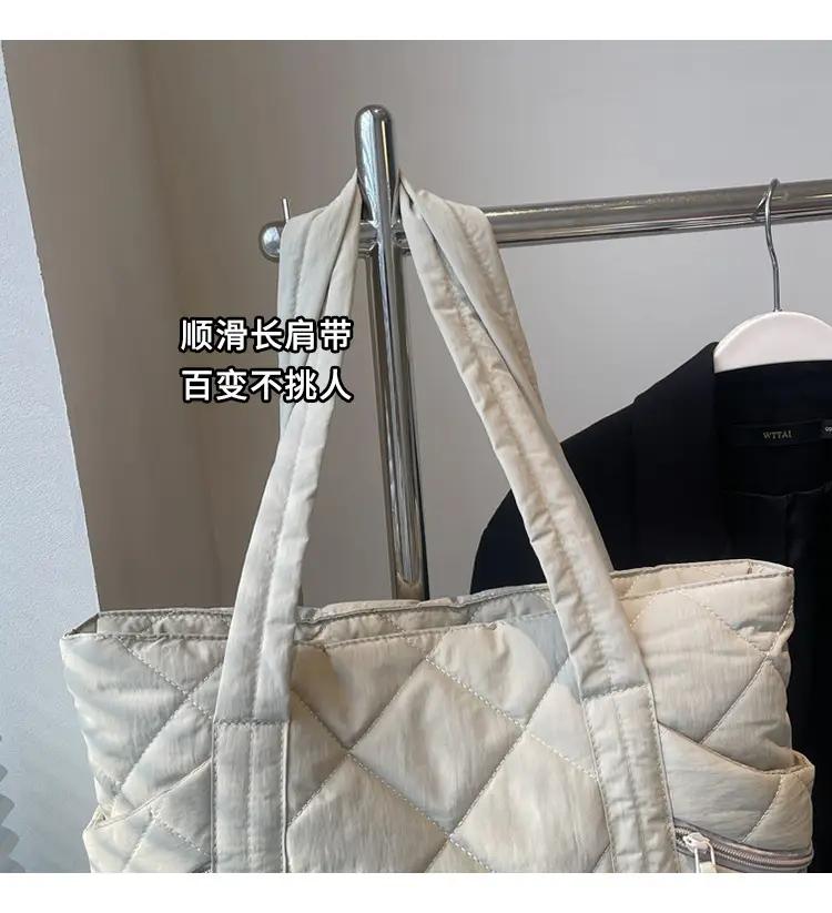 Women Rhombic Cotton Shoulder Bag 2024 New Korean Style Large Capacity — feature 3