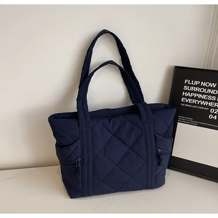Women Rhombic Cotton Shoulder Bag 2024 New Korean Style Large Capacity — feature 31