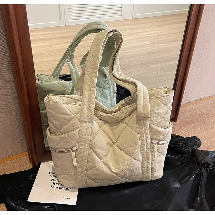 Women Rhombic Cotton Shoulder Bag 2024 New Korean Style Large Capacity — feature 32