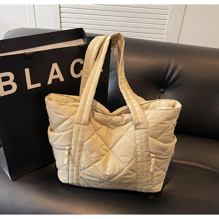 Women Rhombic Cotton Shoulder Bag 2024 New Korean Style Large Capacity — feature 35