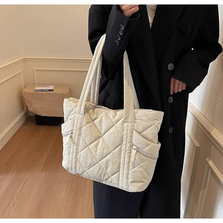 Women Rhombic Cotton Shoulder Bag 2024 New Korean Style Large Capacity — feature 36