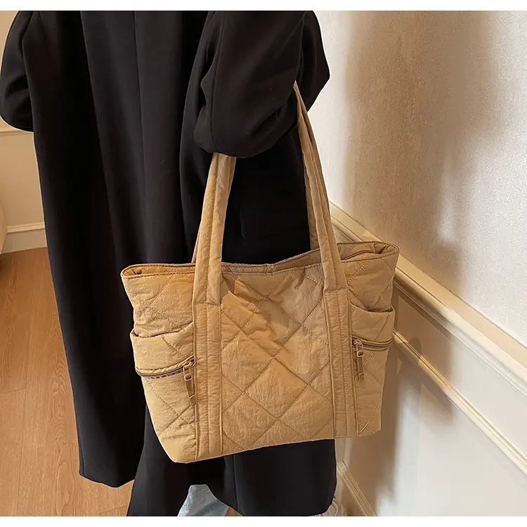 Women Rhombic Cotton Shoulder Bag 2024 New Korean Style Large Capacity — feature 38