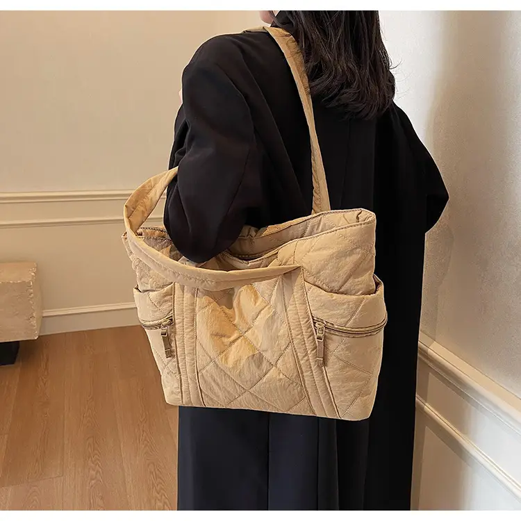 Women Rhombic Cotton Shoulder Bag 2024 New Korean Style Large Capacity — feature 39