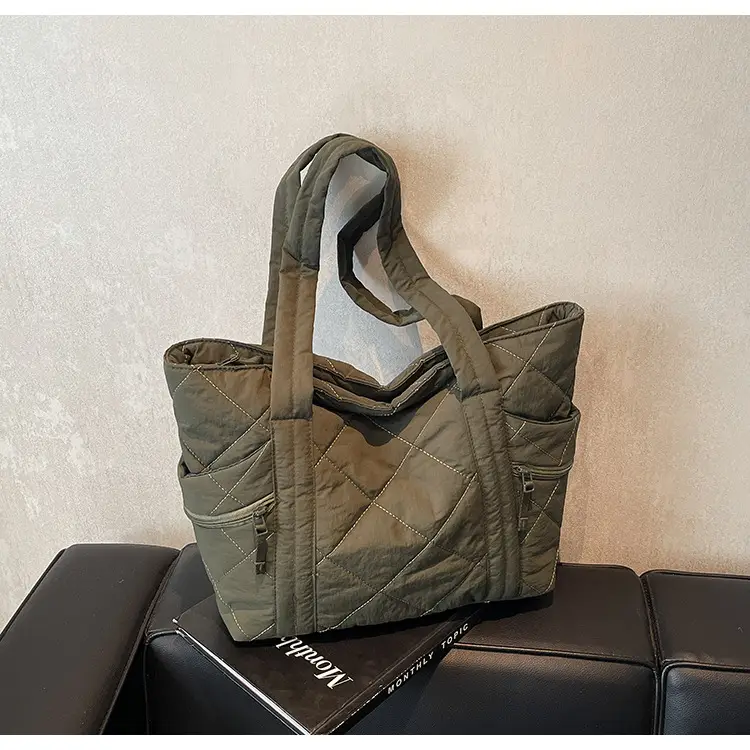 Women Rhombic Cotton Shoulder Bag 2024 New Korean Style Large Capacity — feature 42