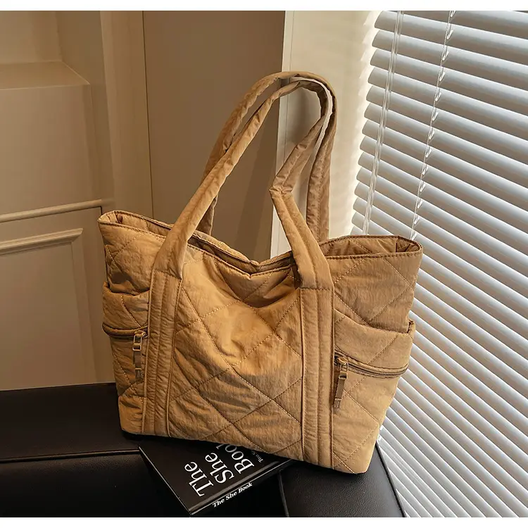 Women Rhombic Cotton Shoulder Bag 2024 New Korean Style Large Capacity — feature 43