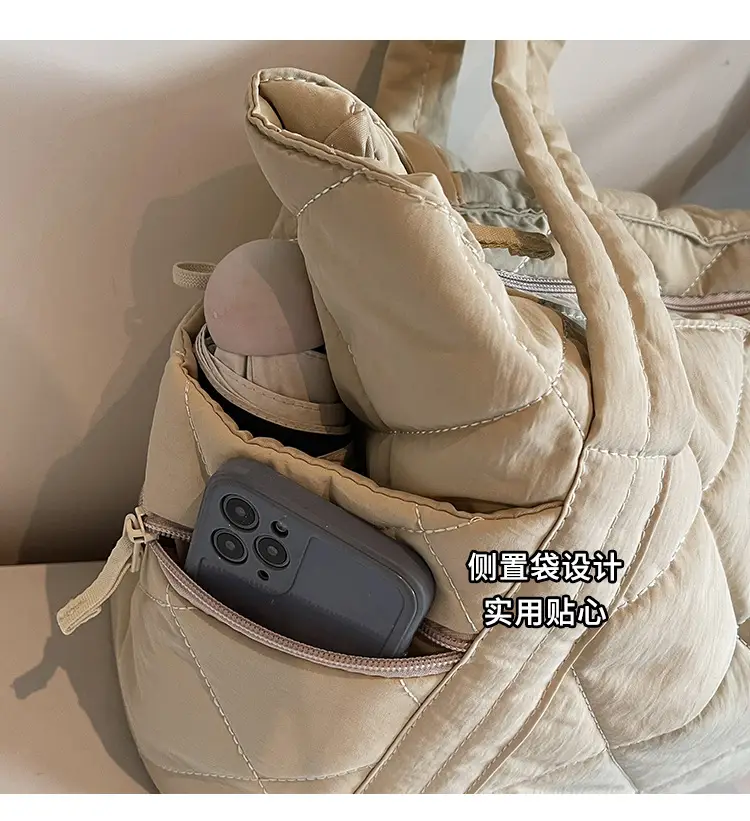 Women Rhombic Cotton Shoulder Bag 2024 New Korean Style Large Capacity — feature 6