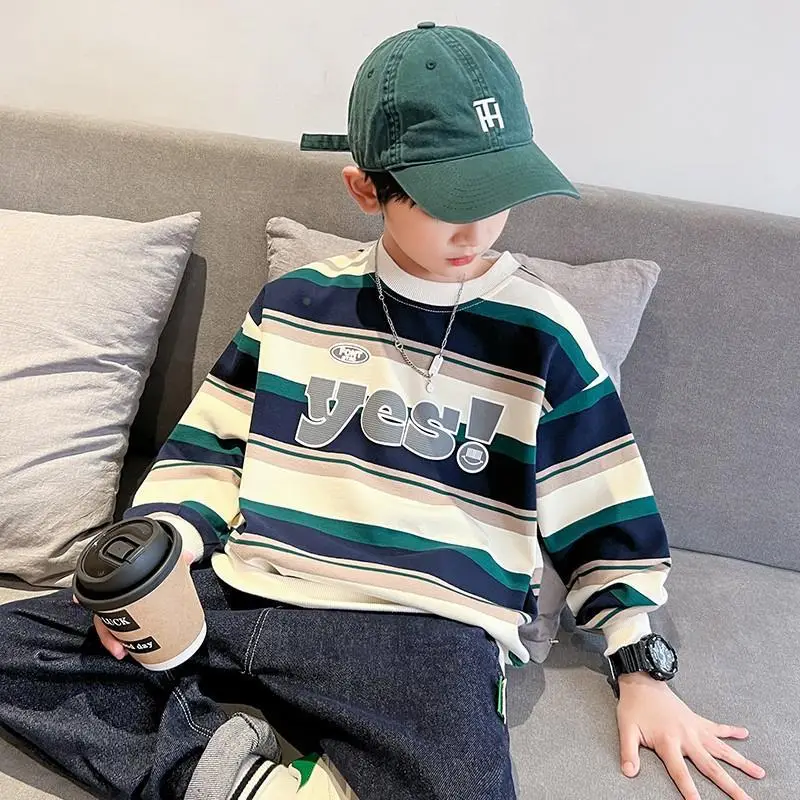 Boys Long Sleeve Striped Sweatshirt Set Korean Style 2026 - Image 4