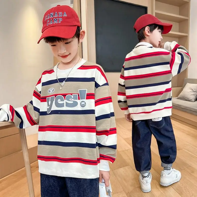 Boys Long Sleeve Striped Sweatshirt Set Korean Style 2026 - Image 5