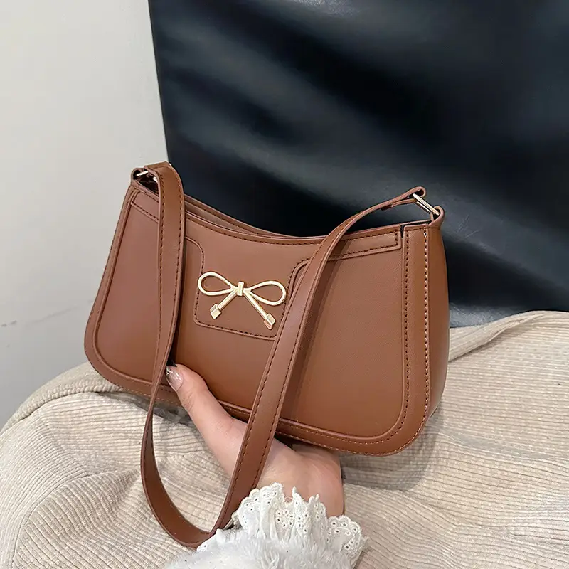 2024 Winter Bow Zipper Shoulder Bag Black