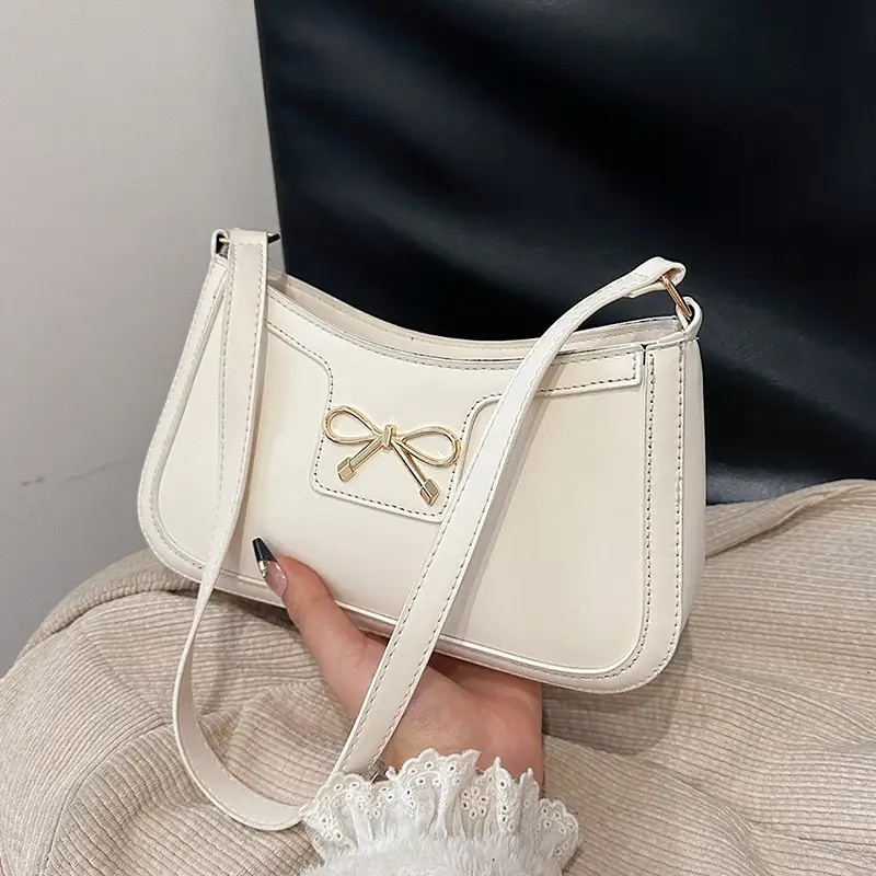 2024 Winter Bow Zipper Shoulder Bag Black