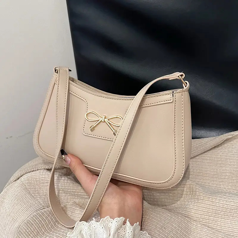 2024 Winter Bow Zipper Shoulder Bag Black