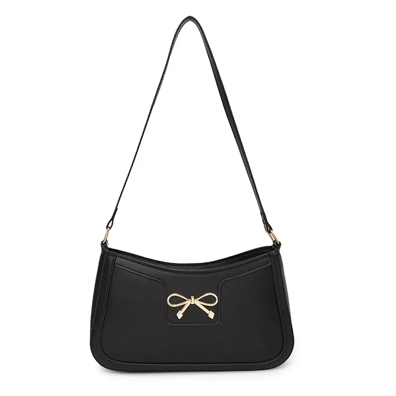 2024 Winter Bow Zipper Shoulder Bag Black