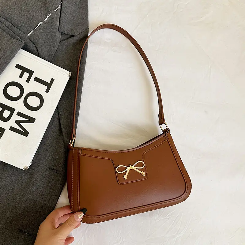 2024 Winter Bow Zipper Shoulder Bag Black