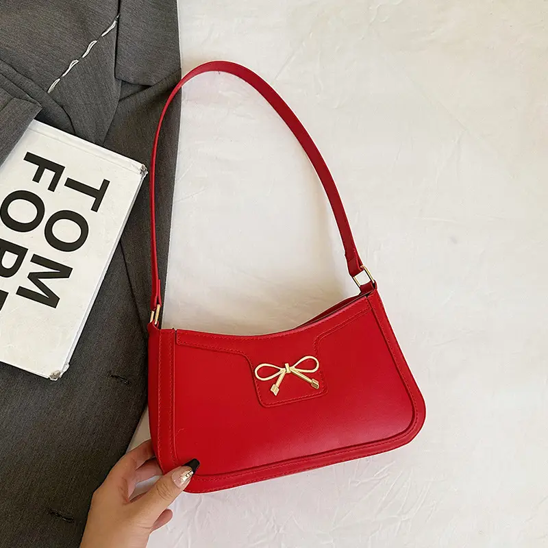 2024 Winter Bow Zipper Shoulder Bag Black