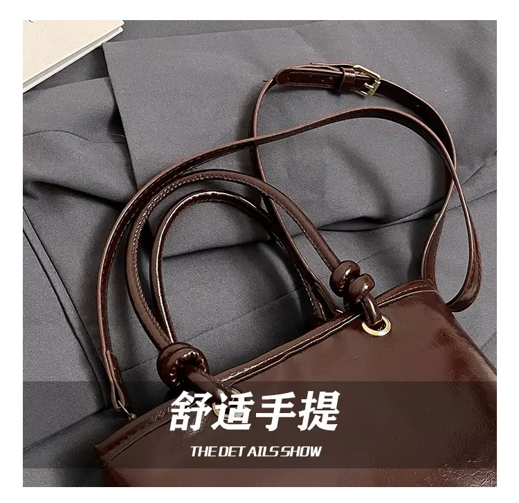 Retro Textured Brown Shoulder Bag 2024 Winter New — feature 6
