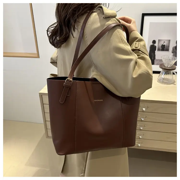 Women's Brown Leather Shoulder Bag with Top Handle — feature 20