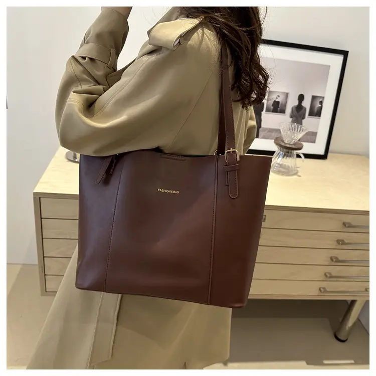 Women's Brown Leather Shoulder Bag with Top Handle — feature 21