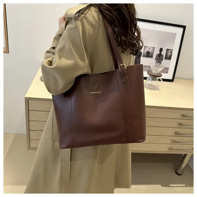 Women's Brown Leather Shoulder Bag with Top Handle — feature 22