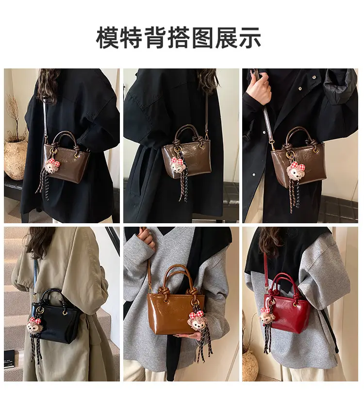 Women's Retro Niche Shoulder Bag Brown Large Capacity — feature 8