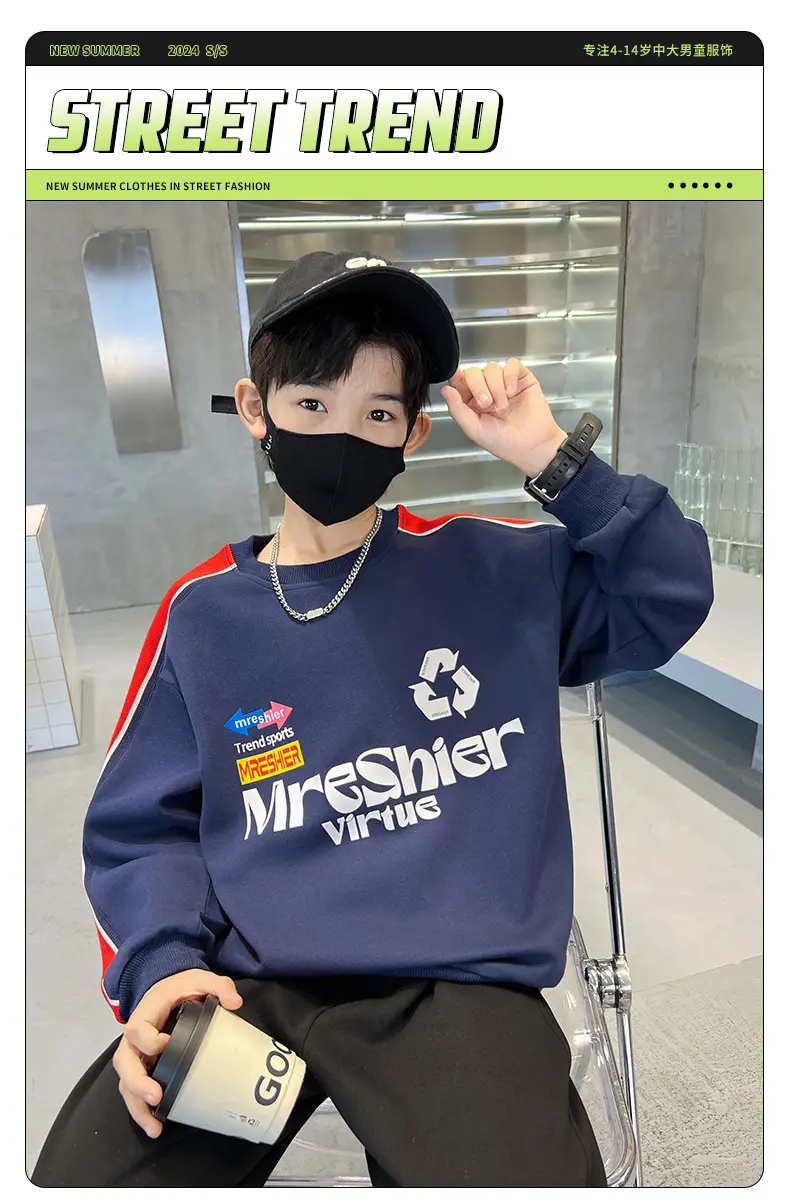 Boys Navy Blue Mr Singer Sweatshirt 2026 Spring — feature 1