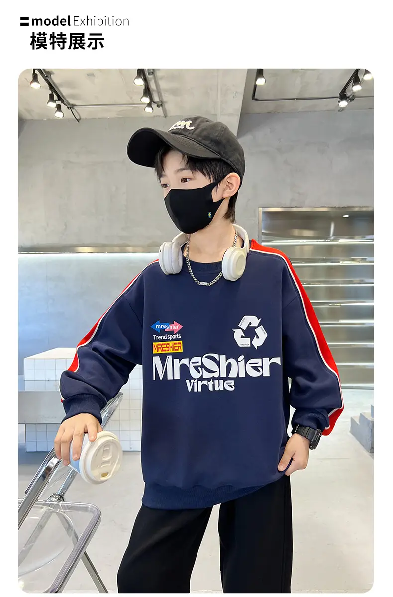 Boys Navy Blue Mr Singer Sweatshirt 2026 Spring — feature 3