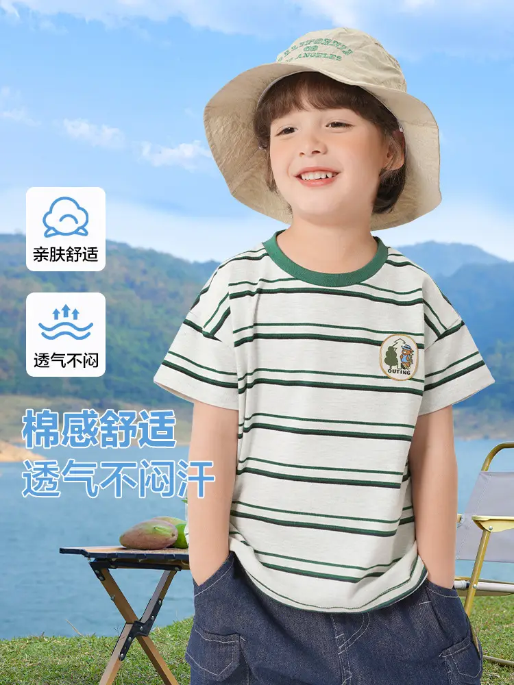 Boys Striped Short Sleeve T-Shirt Summer Set - Image 4