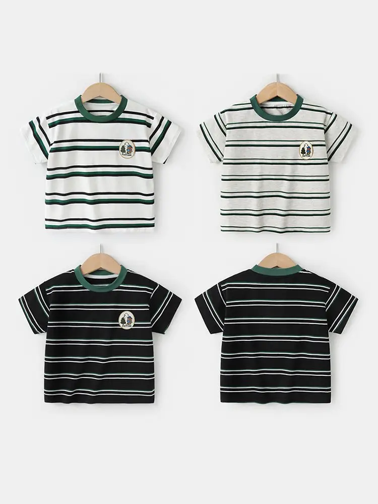 Boys Striped Short Sleeve T-Shirt Summer Set - Image 7