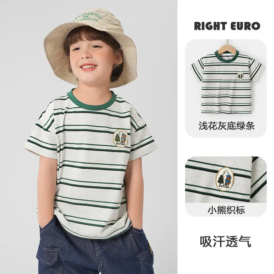 Boys Striped Short Sleeve T-Shirt Summer Set - Image 2
