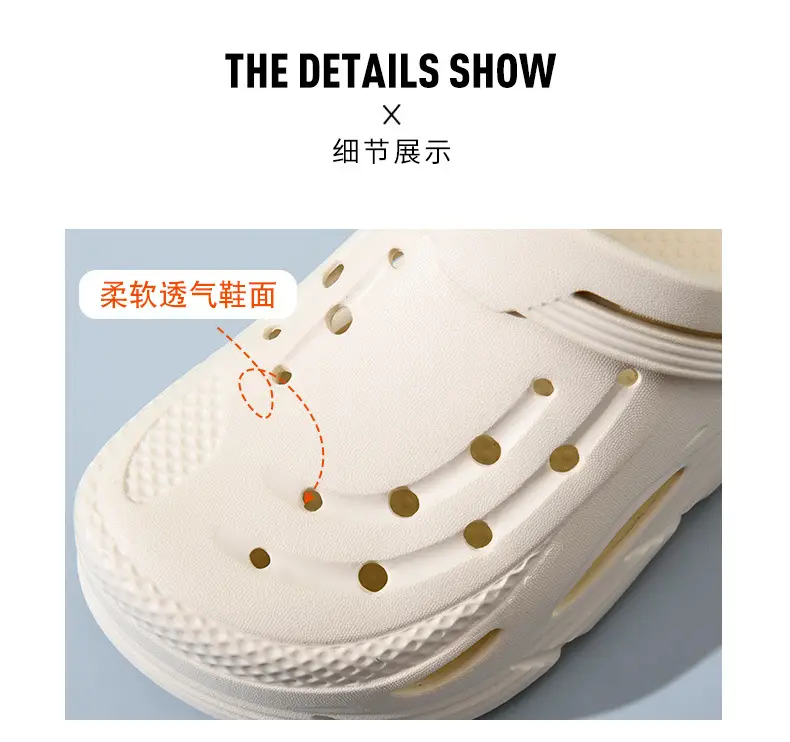 Hole Shoes Women's Summer Outer Wear Thick-soled Height-increasing Non-slip Breathable Slippers EVA Wear-resistant Anti-odor Beach All-match Sandals — feature 10