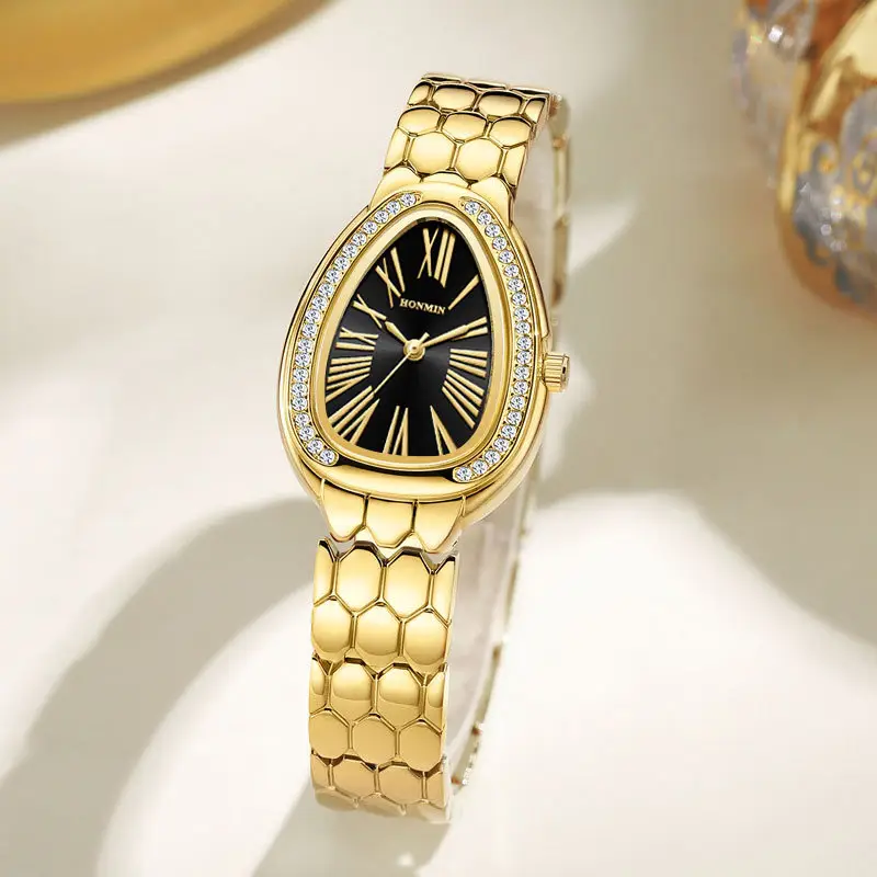 Women's Silver Diamond Watch with Snake Band - Image 5