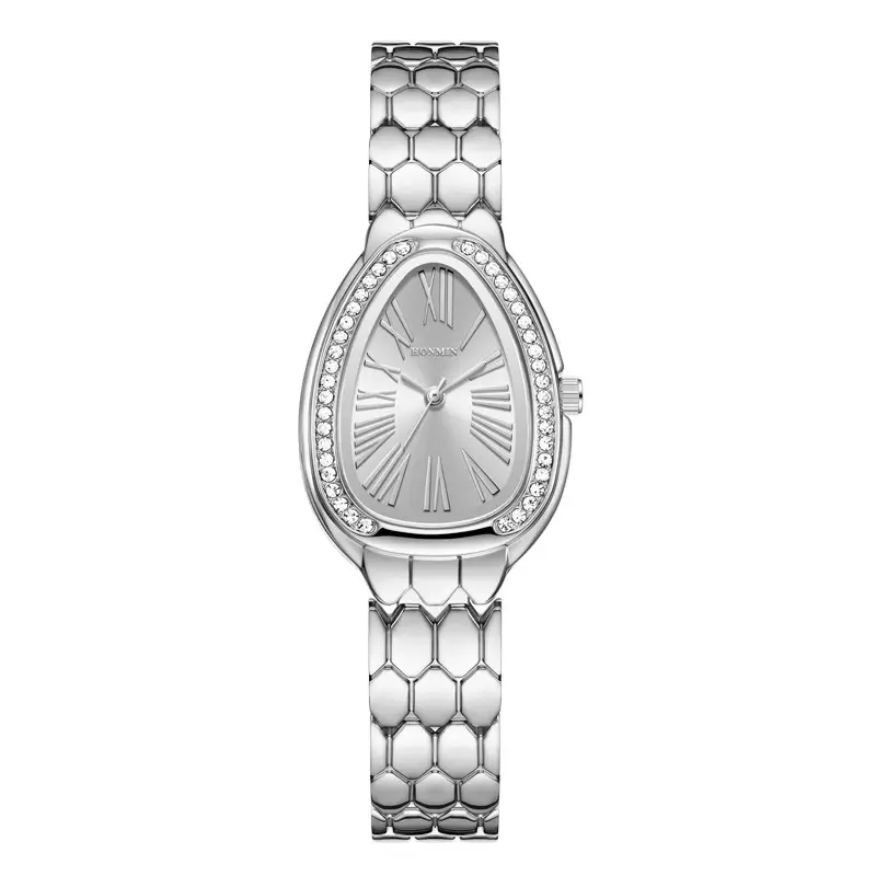 Women's Silver Diamond Watch with Snake Band - Image 7