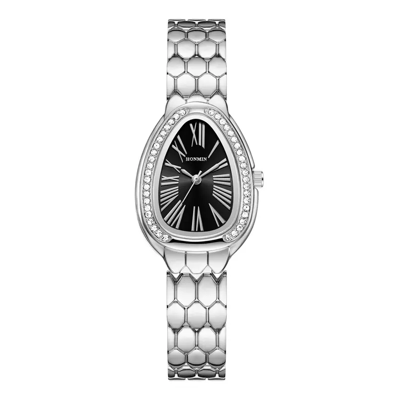 Women's Silver Diamond Watch with Snake Band - Image 2