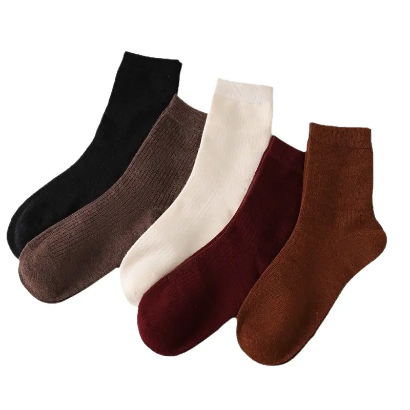 Autumn and Winter Gift Box High-Quality Wool Socks Antibacterial and Deodorant Socks Pure Color Women's High Socks Thickeneded Warm Wool Socks for Men and Women
