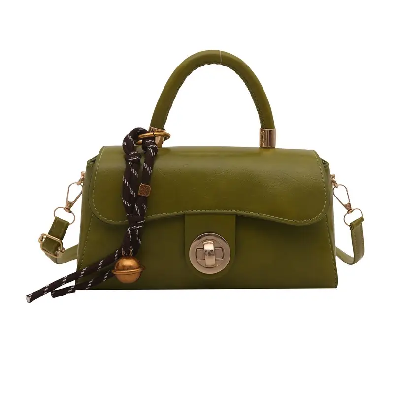 Women's Green Square Shoulder Bag with Chain Strap - Image 2