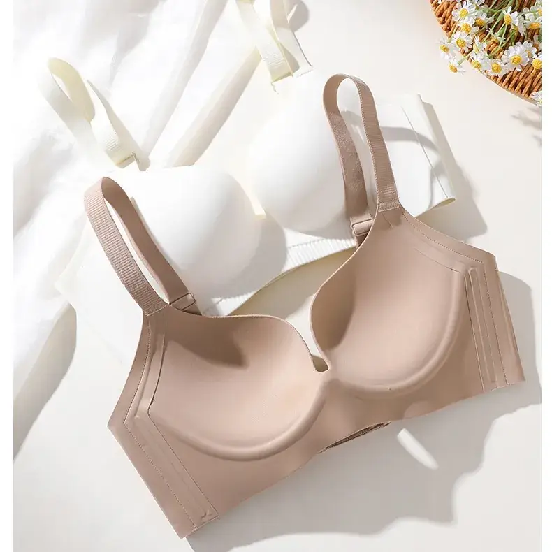 White Seamless Gathered Underwear for Small Chest Large Support - Image 8
